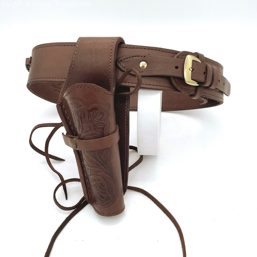 Western Express 100%Genuine Leather Gun Holster Belt Unisex Tooled Floral Rustic